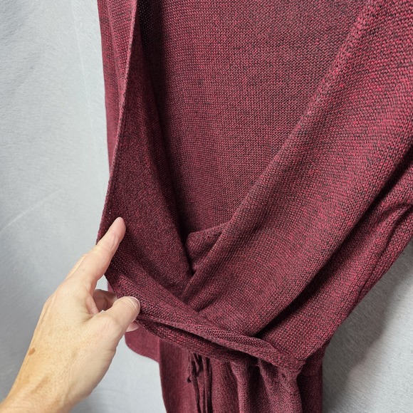 Cupshe Choir Shirt Mini Sweater Dress Sz S Bell Sleeves Faux Wrap Burgundy NWT - Picture 6 of 16